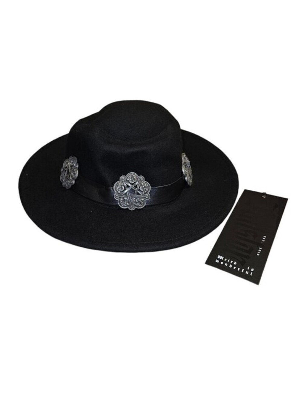 Killstar Mystic Maven Concho Hat Black With Metal Pentagram Design Women's NEW